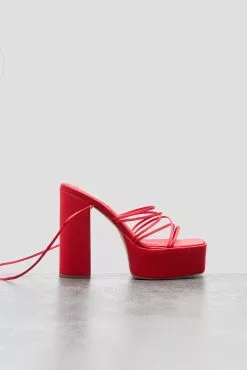 NA-KD Shoes Satin Strappy Plateau Heels