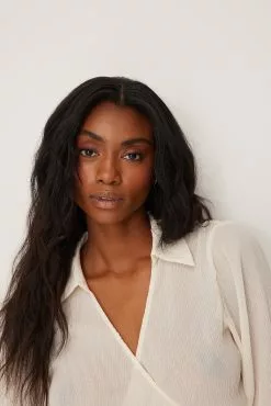 Susanna Wurz X NA-KD Sheer Structured Wrap Blouse