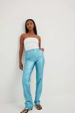 Moa Mattsson X NA-KD Shiny Mid Waist Trousers
