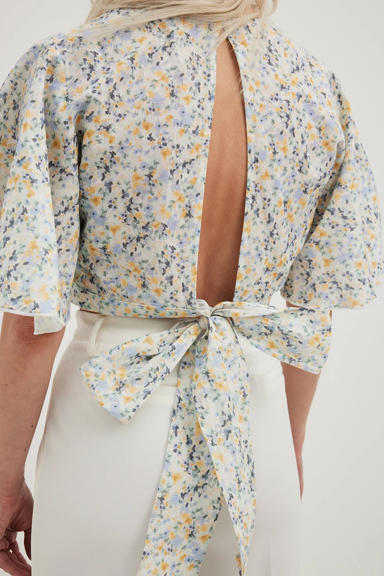 NA-KD Boho Short Sleeve Linen Blend Top - Image 3