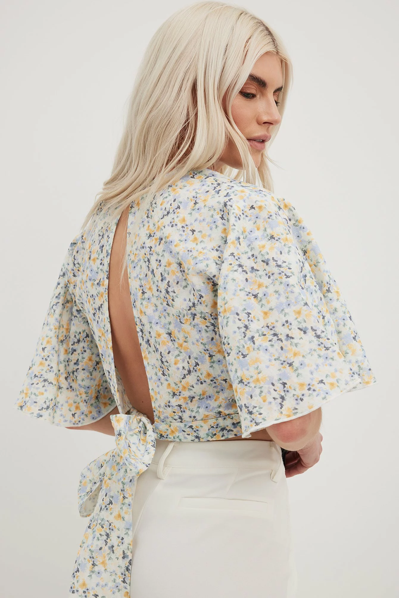 NA-KD Boho Short Sleeve Linen Blend Top