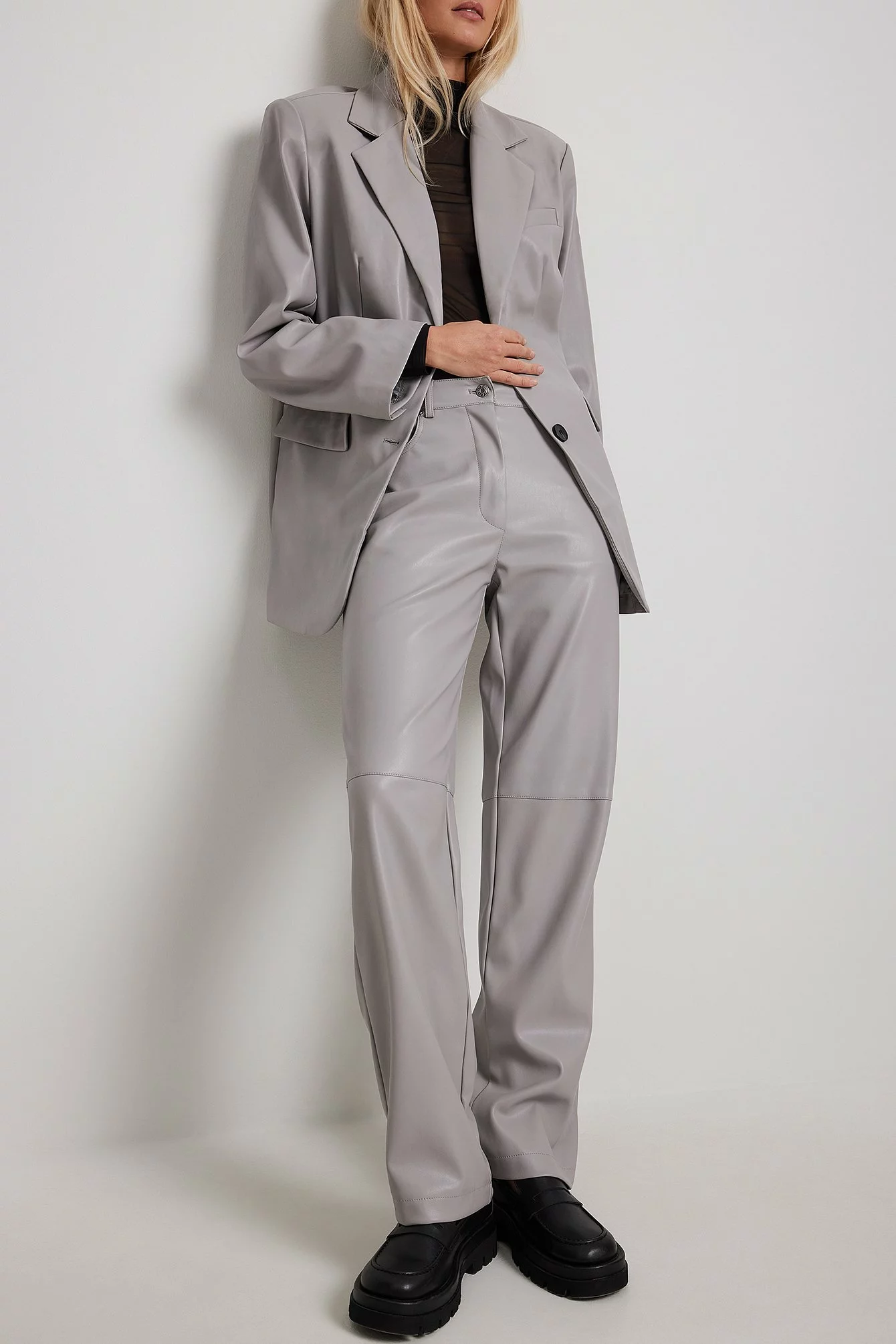 NA-KD Trend Straight PU Pants - Image 10