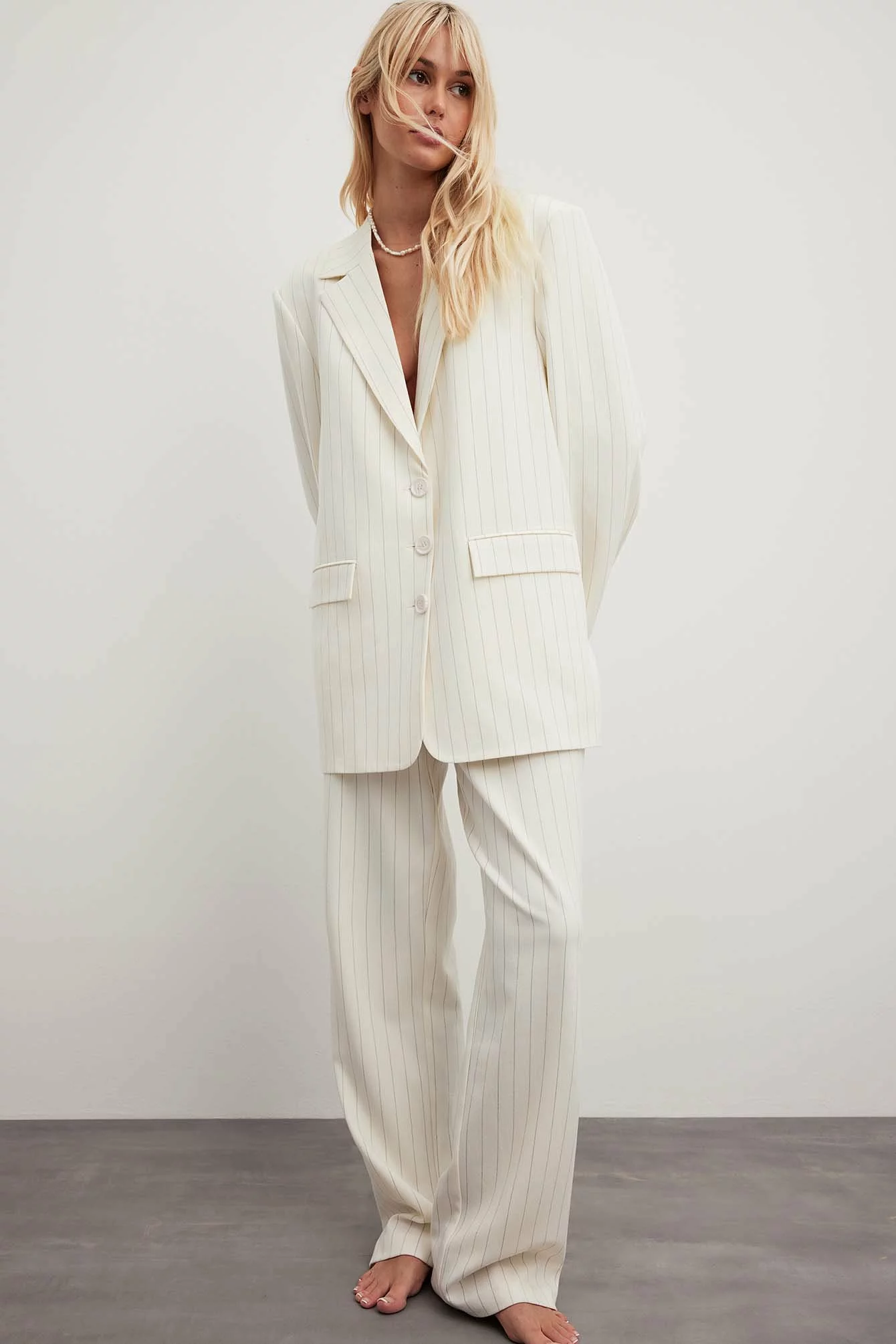 NA-KD Striped High Waist Trousers - Image 2