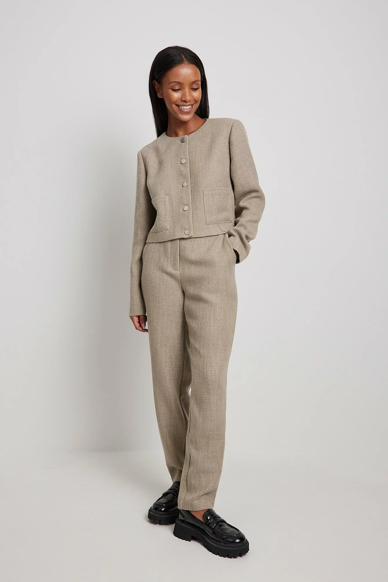 Lovisa Barkman X NA-KD Tweed Ankle Trousers - Image 3