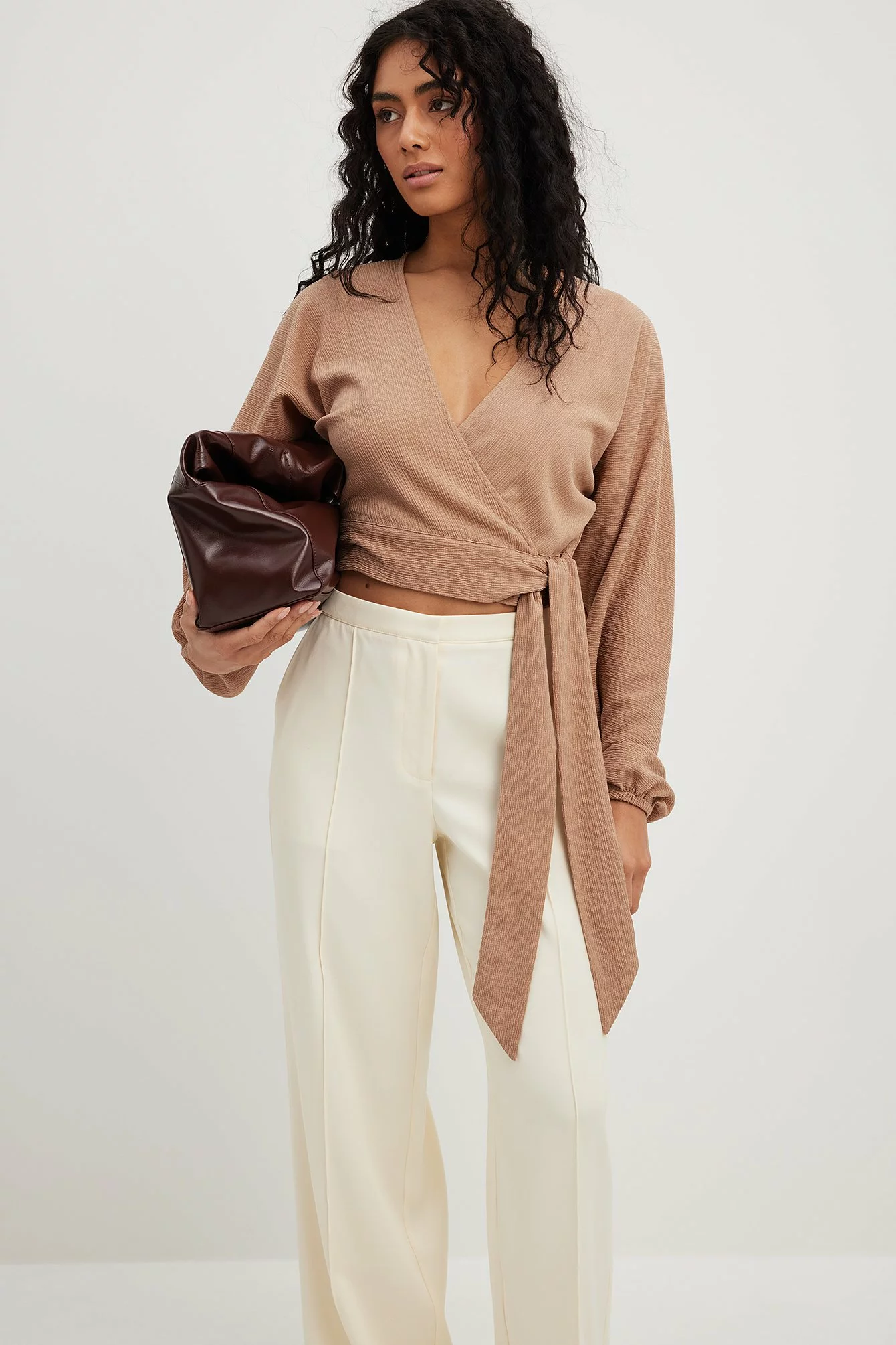 NA-KD Structured Wrap Front Blouse - Image 3