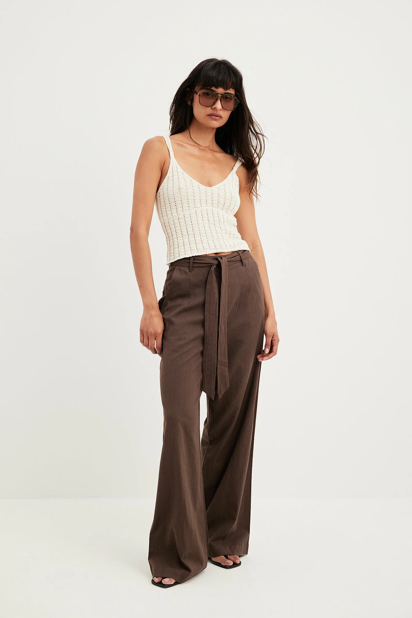 NA-KD Trend Tie Waist Wide Leg Trousers - Image 5