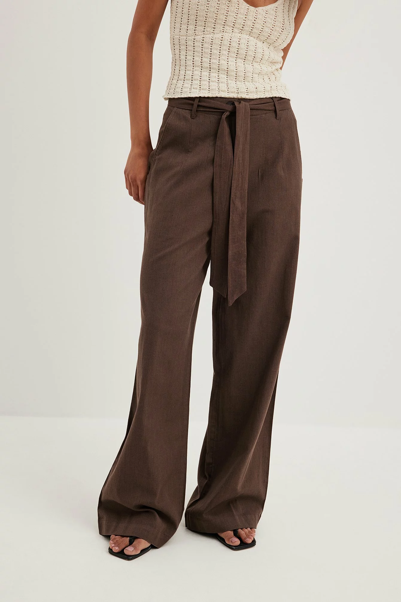 NA-KD Trend Tie Waist Wide Leg Trousers - Image 7