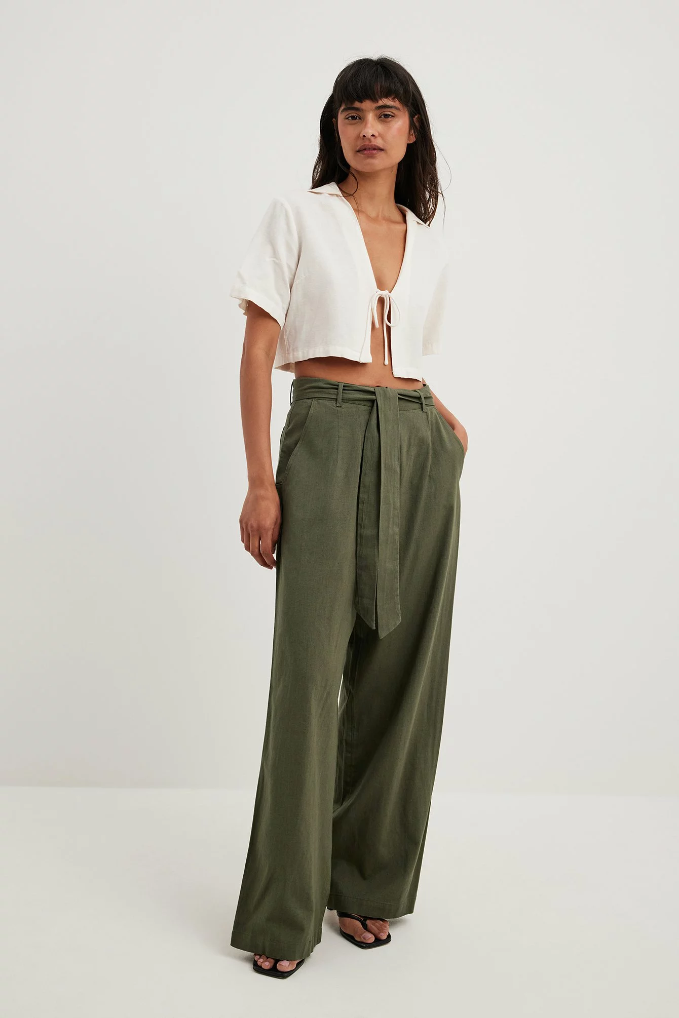 NA-KD Trend Tie Waist Wide Leg Trousers - Image 9