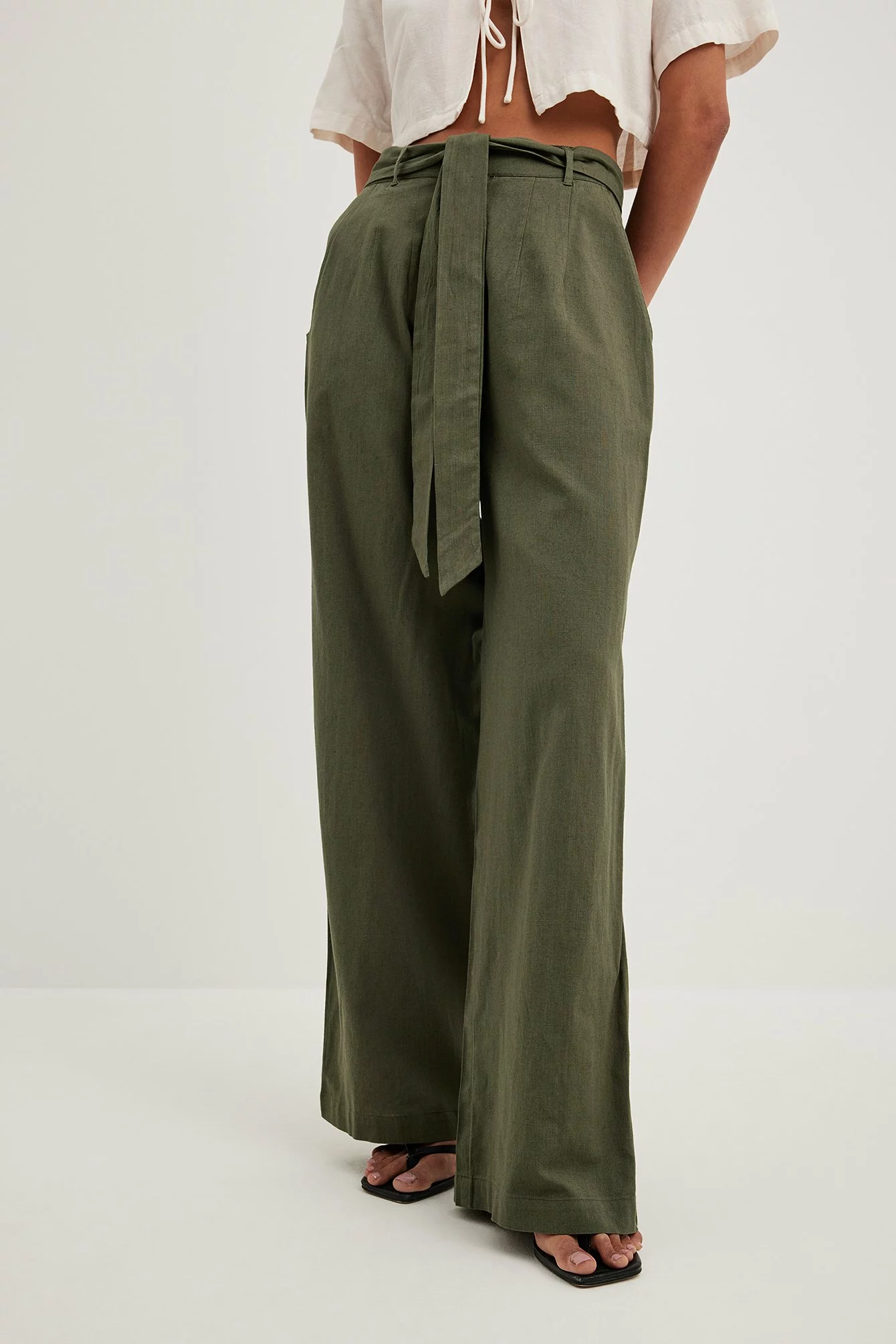 NA-KD Trend Tie Waist Wide Leg Trousers - Image 11