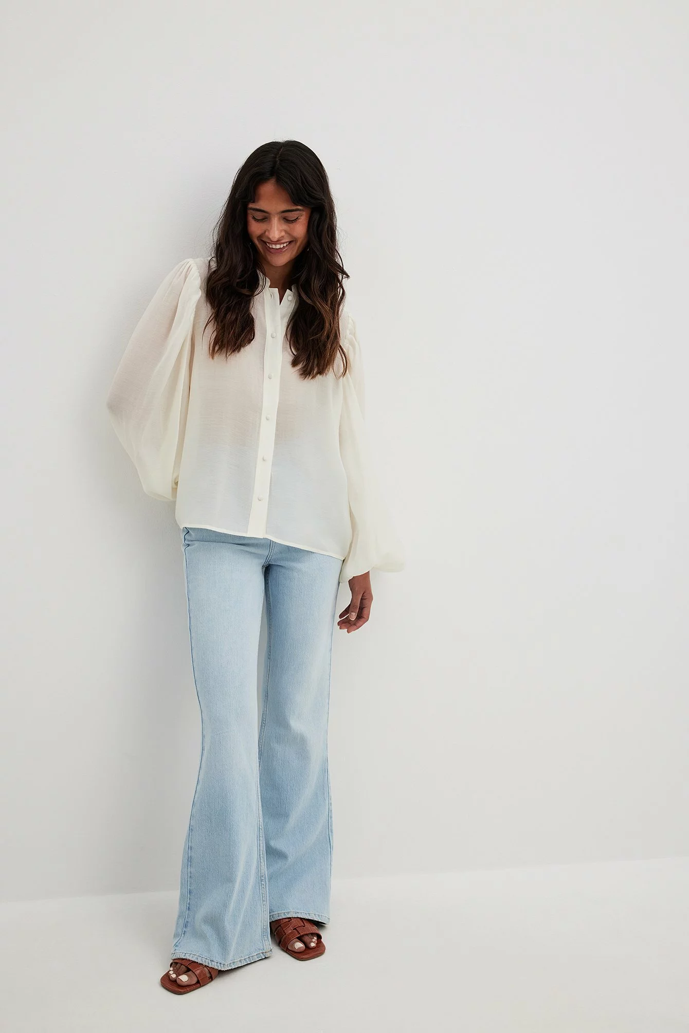 Sanna Jörnvik X NA-KD Volume Sleeve Button Detail Blouse - Image 5