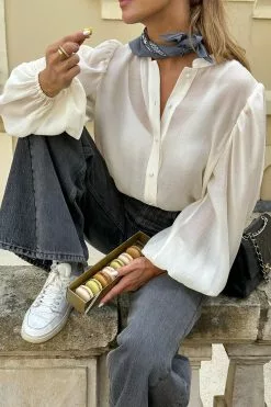 Sanna Jörnvik X NA-KD Volume Sleeve Button Detail Blouse