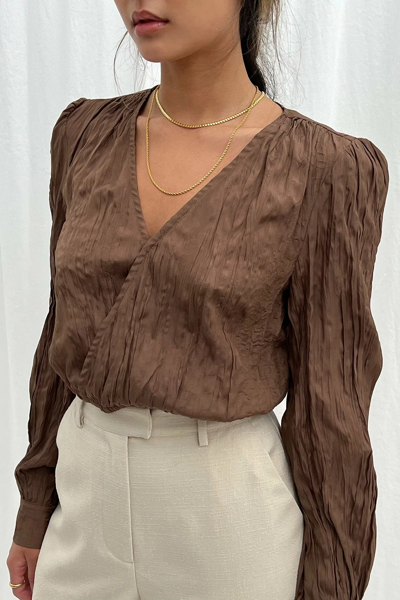 NA-KD Wrap Front Structured Blouse - Image 8