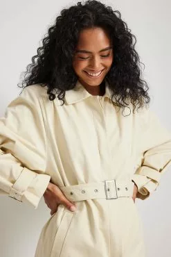 Janka Polliani X NA-KD Wrinkled Detailed Long Trench Coat