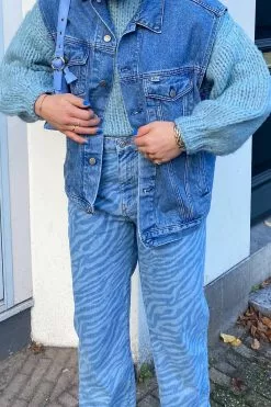 NA-KD Trend Printed Straight Denim